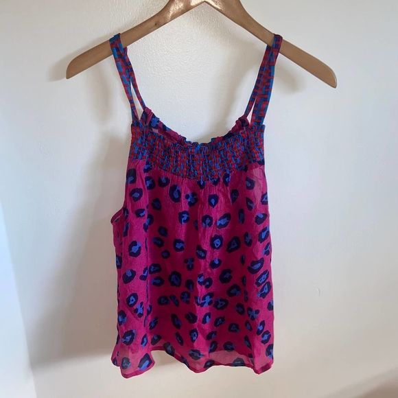 Anthropologie blue and pink Leopard Print Tank Top! - Picture 7 of 10